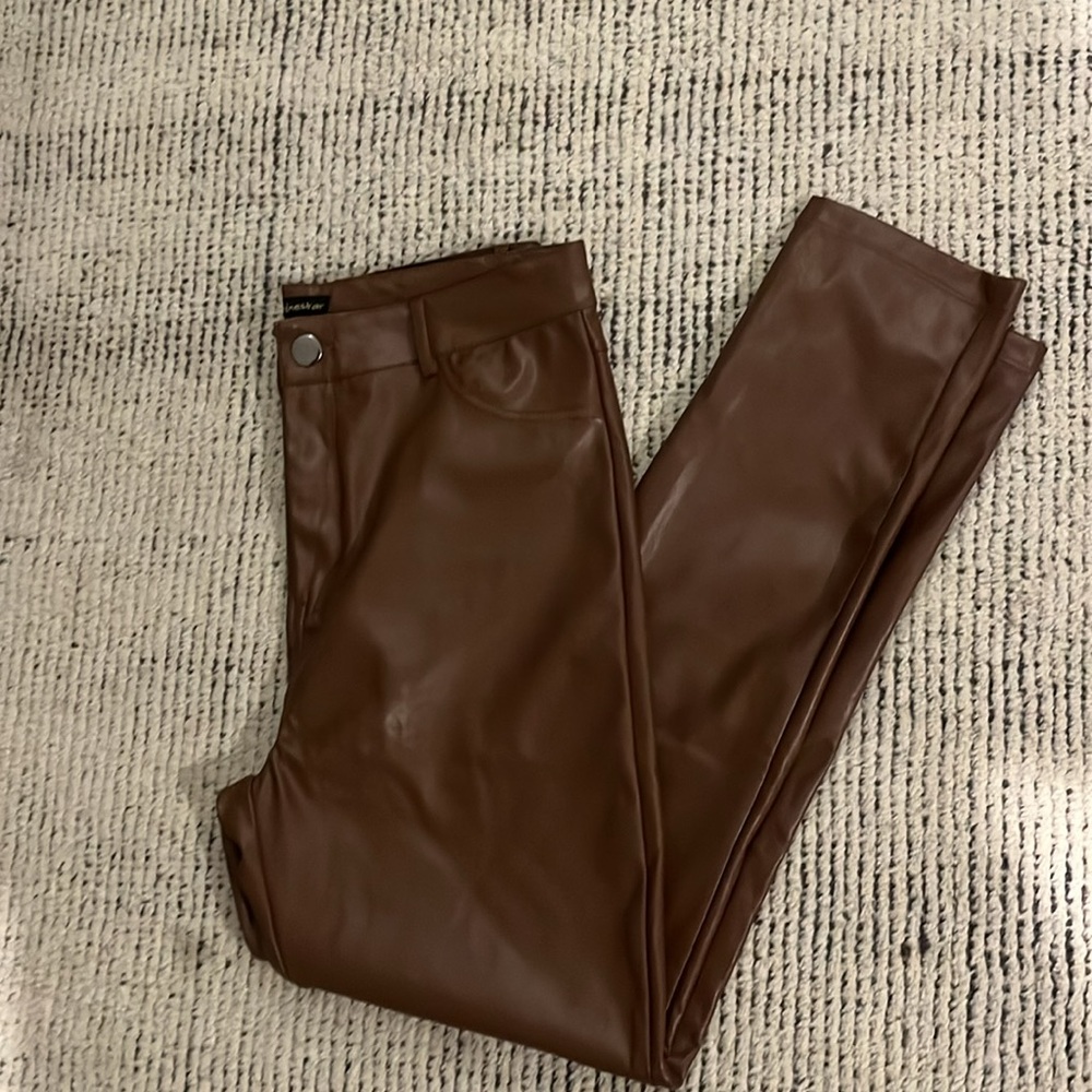 Shinestar Vegan Leather brown pants size‎ Large
